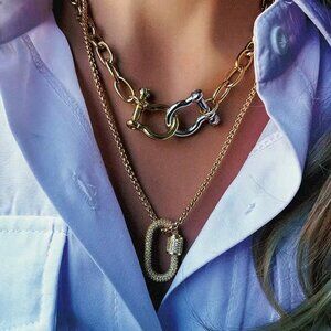 Zara Non-Openable Gold Metallic Jewelry Lock Loop Iced Crystals Top Satin Bottom